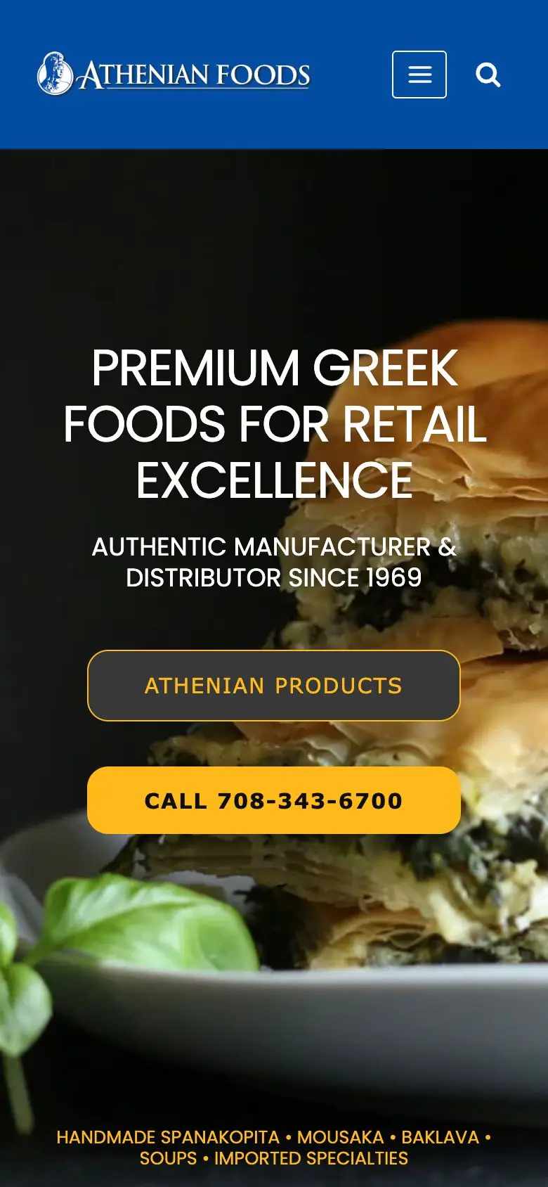 athenianfoods.com on a phone