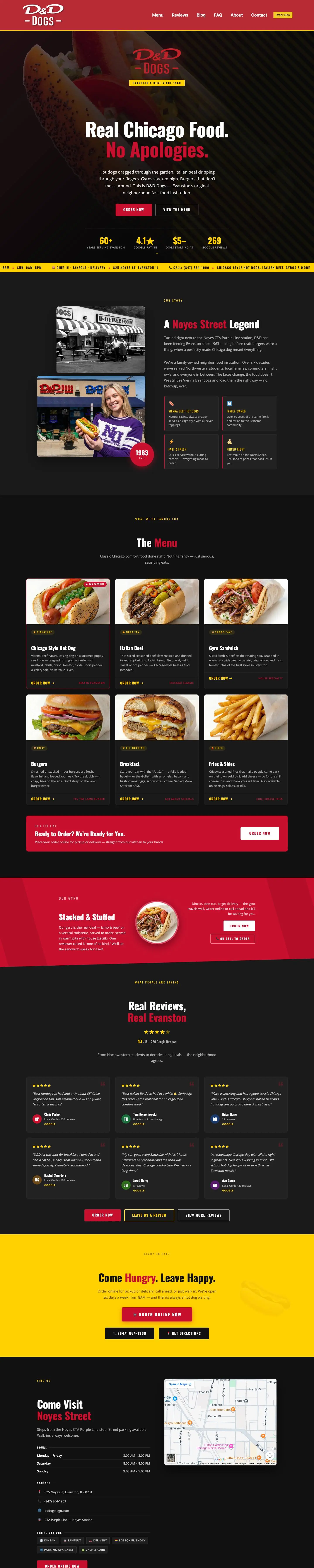 Homepage of dddogstogo.com, designed by DePinto Studio