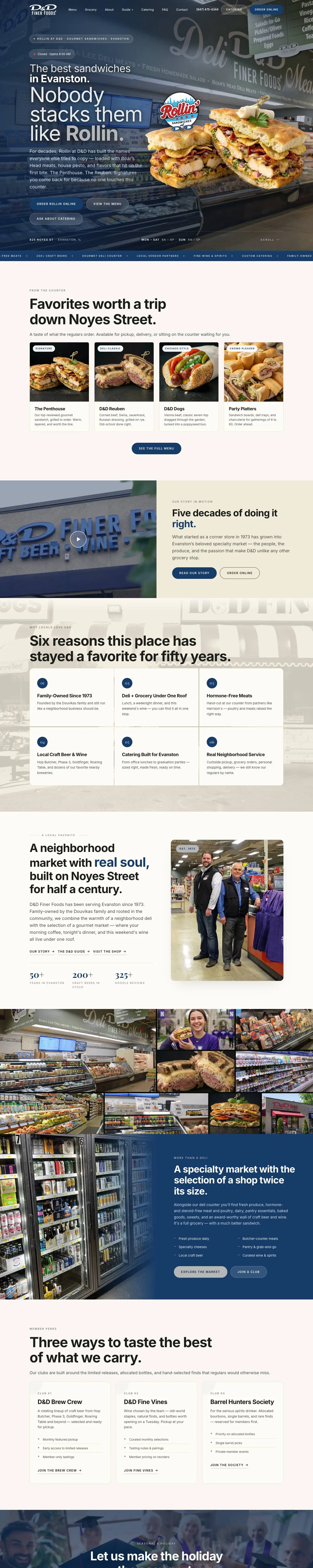 Homepage of ddfinerfoods.com, designed by DePinto Studio