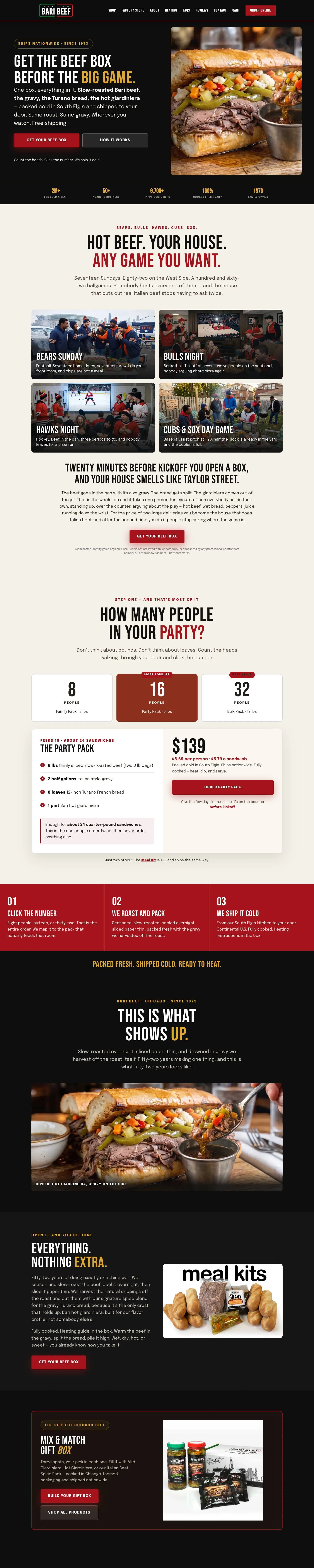 Homepage of italianbeef.com, designed by DePinto Studio
