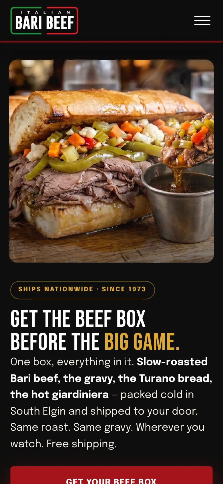 italianbeef.com on a phone