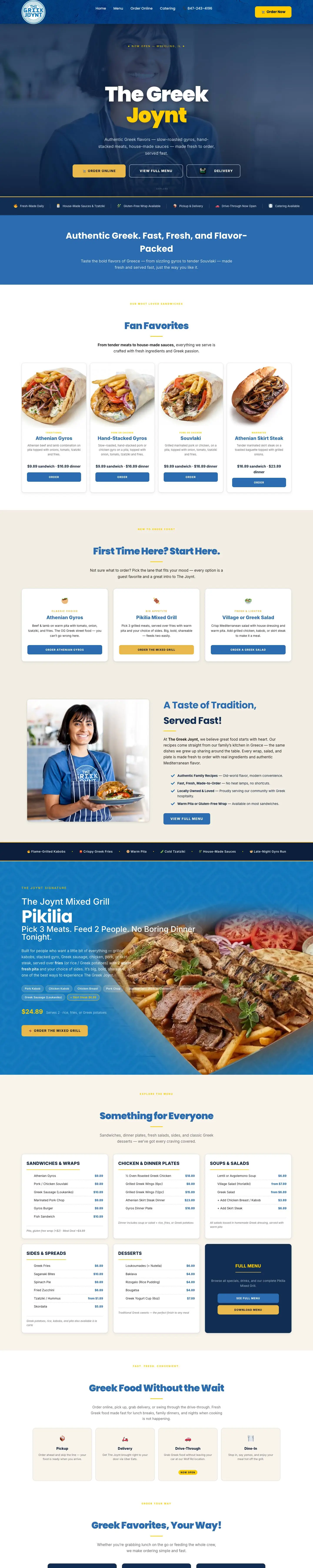 Homepage of thegreekjoynt.com, designed by DePinto Studio